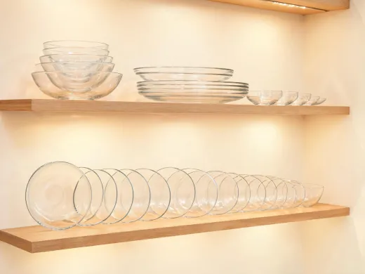 Bowls and plates arranged by size