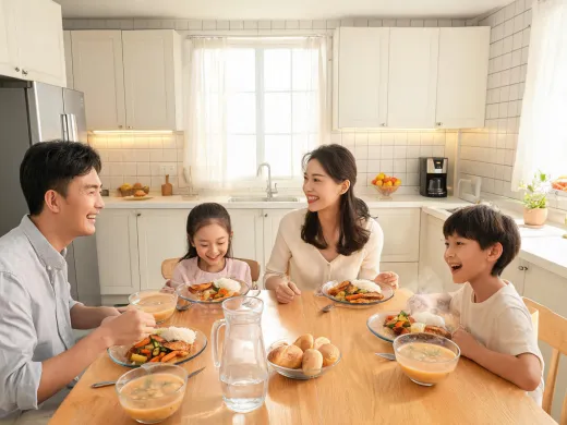 Homeowner dinner table with Corelle dishes